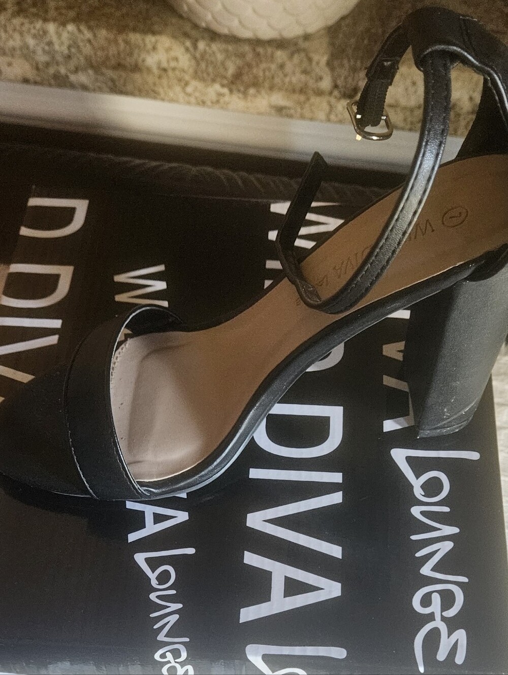 Wild Diva Black Open-Toe Block Heel Sandals